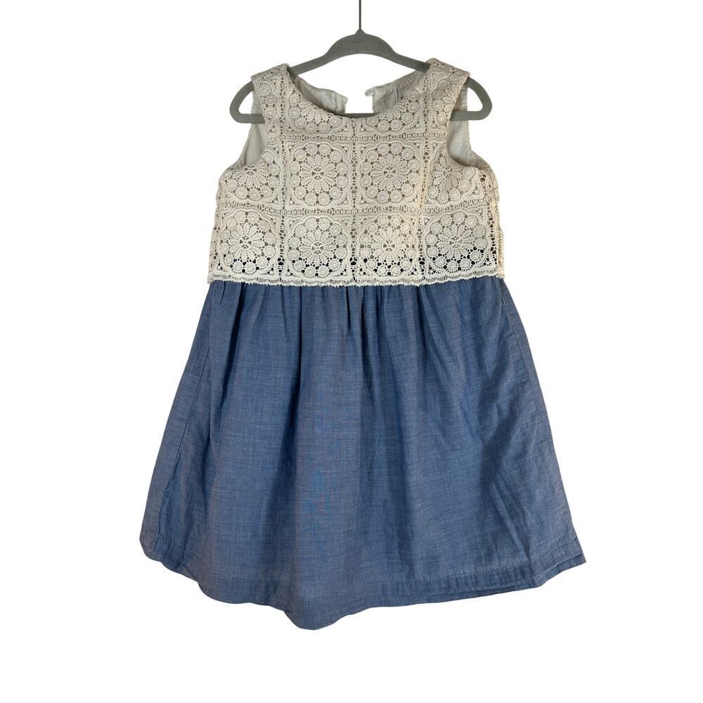 BABY GAP Girl’s Dress Featuring a Crochet Knit Top & Chambray Skirt / Size: 4